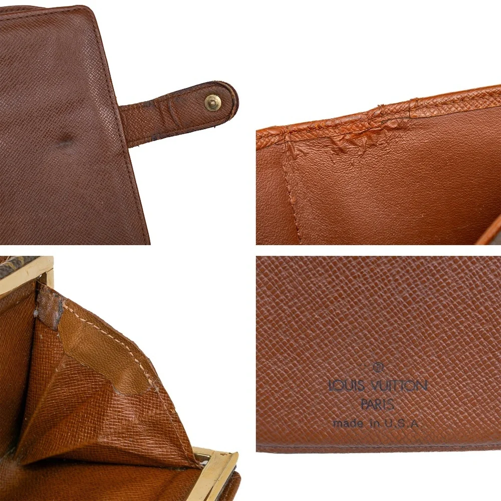 Vintage Louis Vuitton Monogram Canvas French Purse Wallet Brown‎